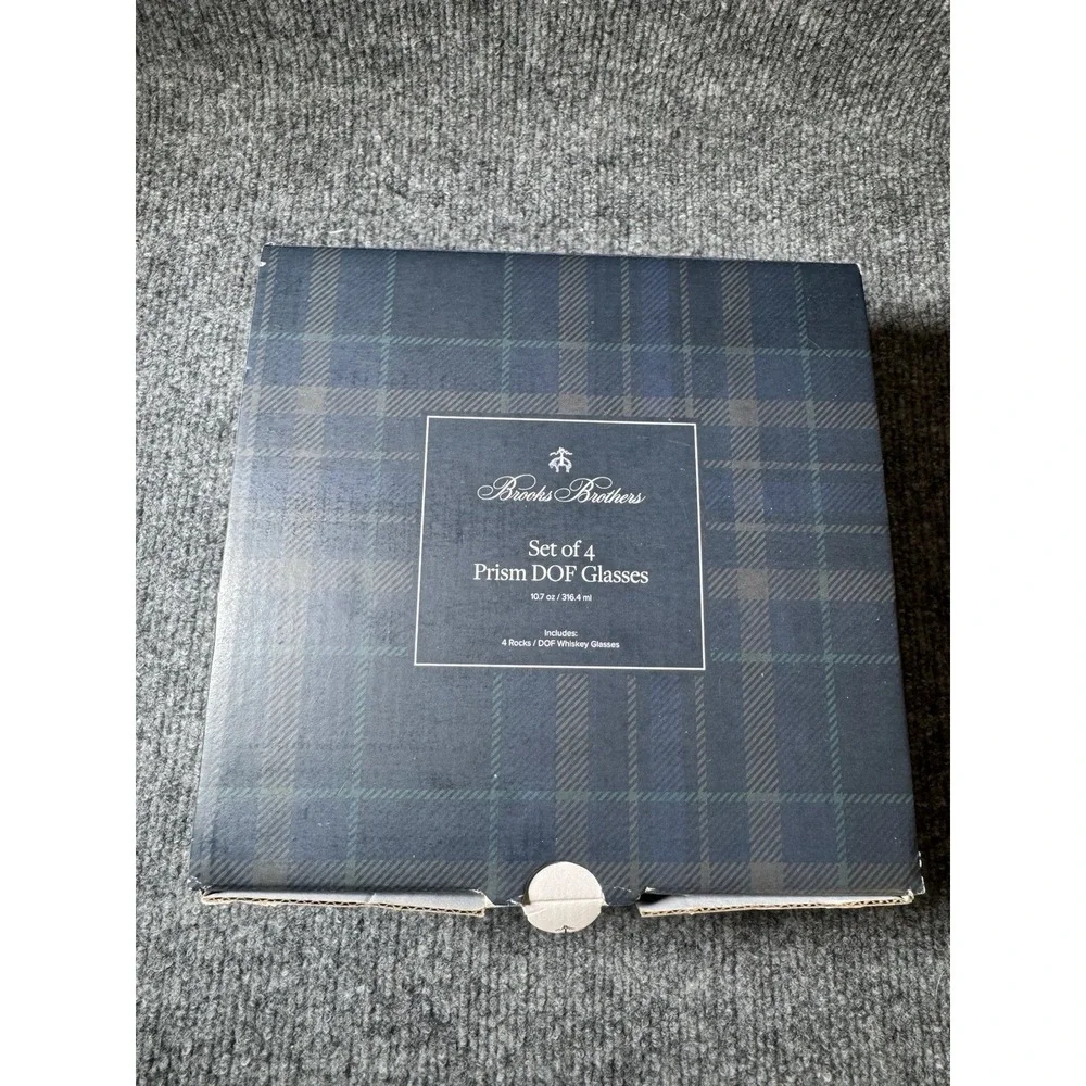 Brooks Brothers Double Old‎ Fashioned Prism Whiskey Glasses Set of 4 NEW